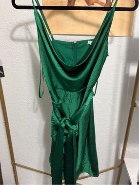 Emerald Green Satin Slip Dress by Forema